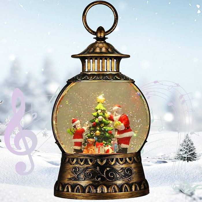 Christmas Santa Snow Globe, Christmas Musical Snow Globe Lantern Lights with 6H Timer Battery & U... | Amazon (US)