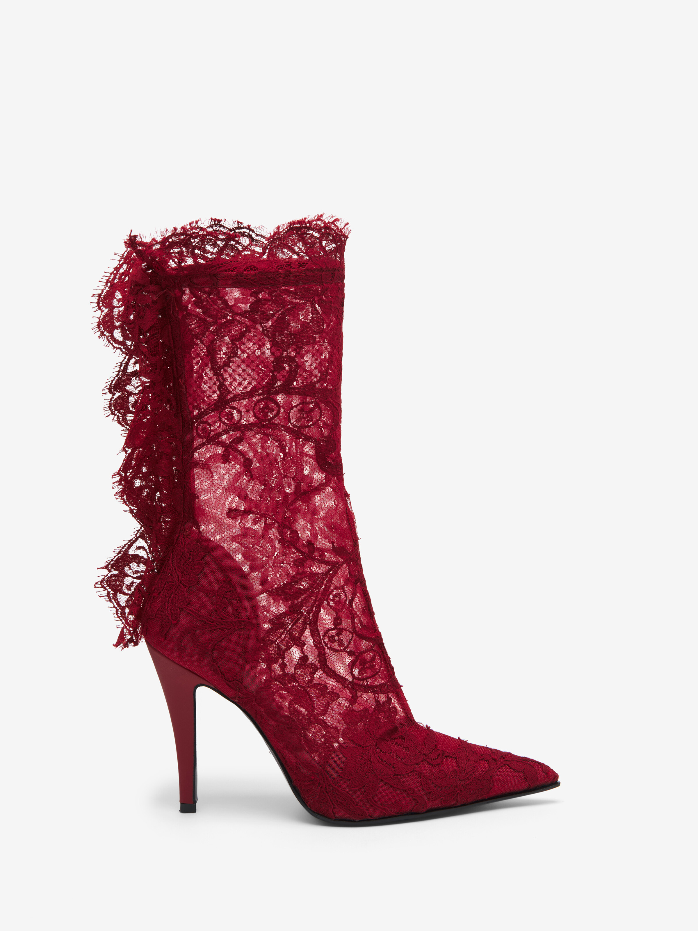 Women's Heron Lace Boot in Crimson | Alexander McQueen
