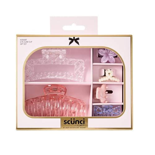 Scunci by Conair 6pk Pastel Gift Set - Claw Clips - hair accessories for girls and women - teen girl gifts trendy stuff - stocking stuffers - gifts for her - Assorted Colors and Styles | Amazon (US)
