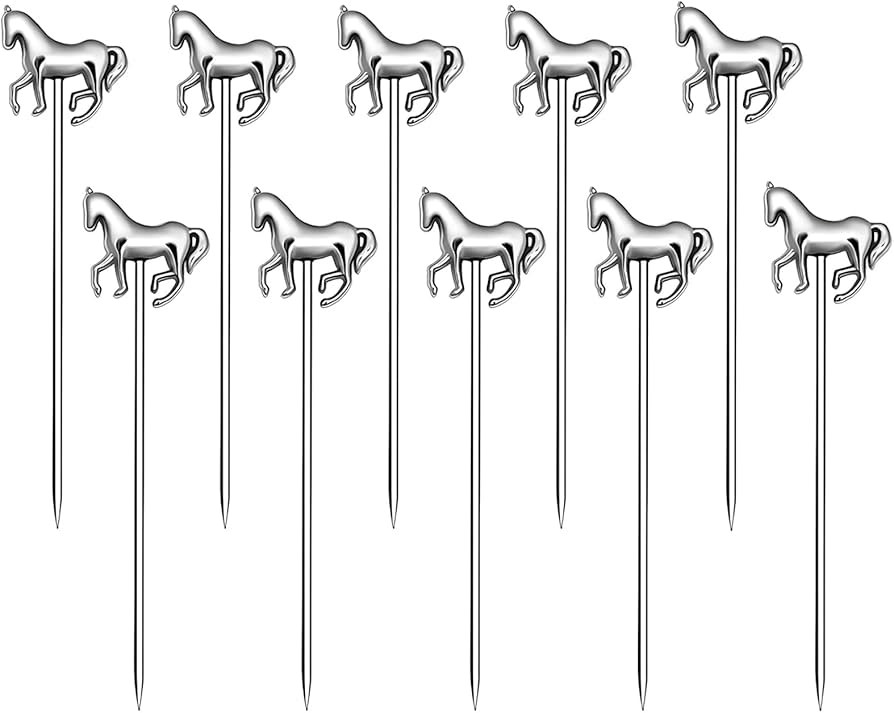 10 PCS Horse Cocktail Picks, Stainless Steel Cocktail Toothpicks, Martini Picks for Drinks Appeti... | Amazon (US)
