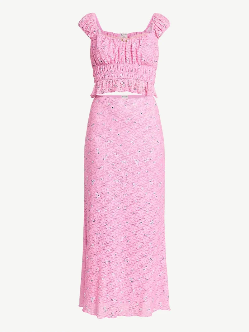 No Boundaries Printed Ruffle Tank and Skirt, 2-Piece Set, Women's Sizes XXS-XXL | Walmart (US)