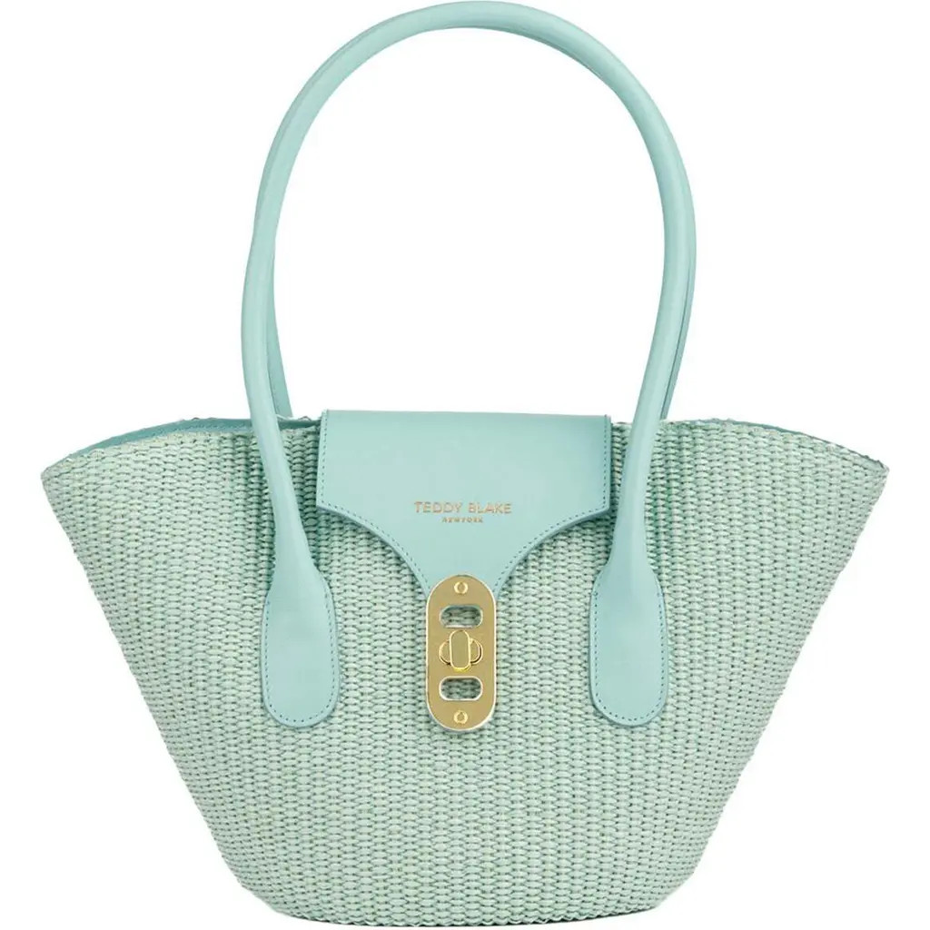 Teddy Blake Emily Raffia in Aquatic Blue at Nordstrom, Size Medium | Nordstrom