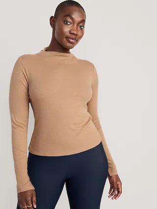 Reversible UltraLite Mock-Neck Rib-Knit Ruched Top for Women | Old Navy (US)