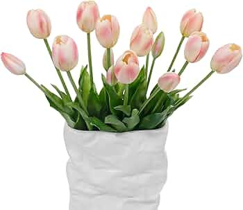 15 Pcs Meat Pink Artificial Flowers Tulips Real Touch Latex Plastic Soft Faux Bouquets for Party,... | Amazon (US)