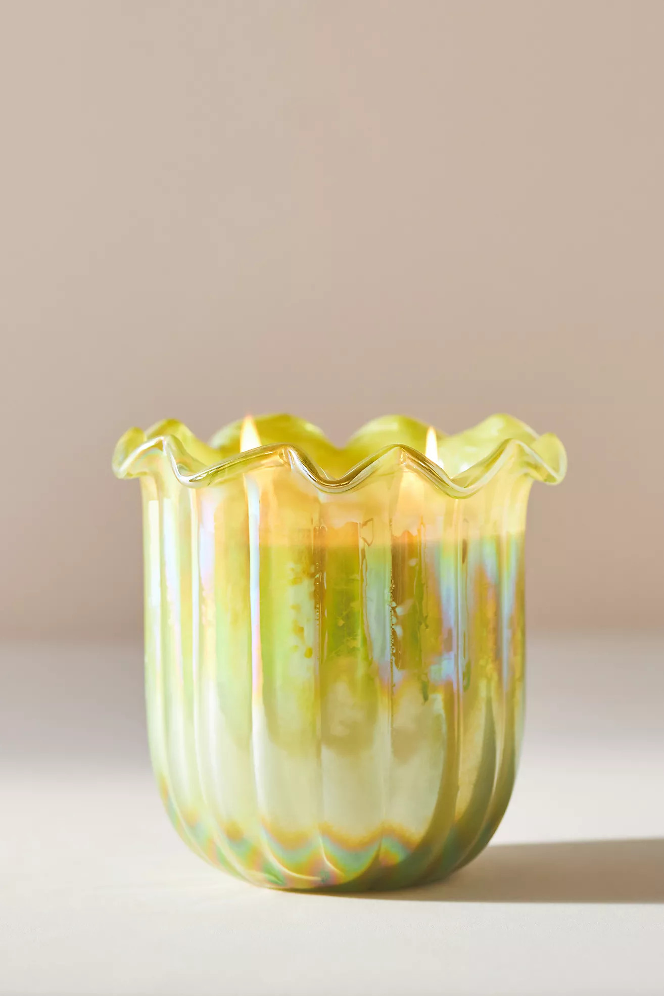 Ruffle Floral Jasmine Vetiver Glass Candle | Anthropologie (US)