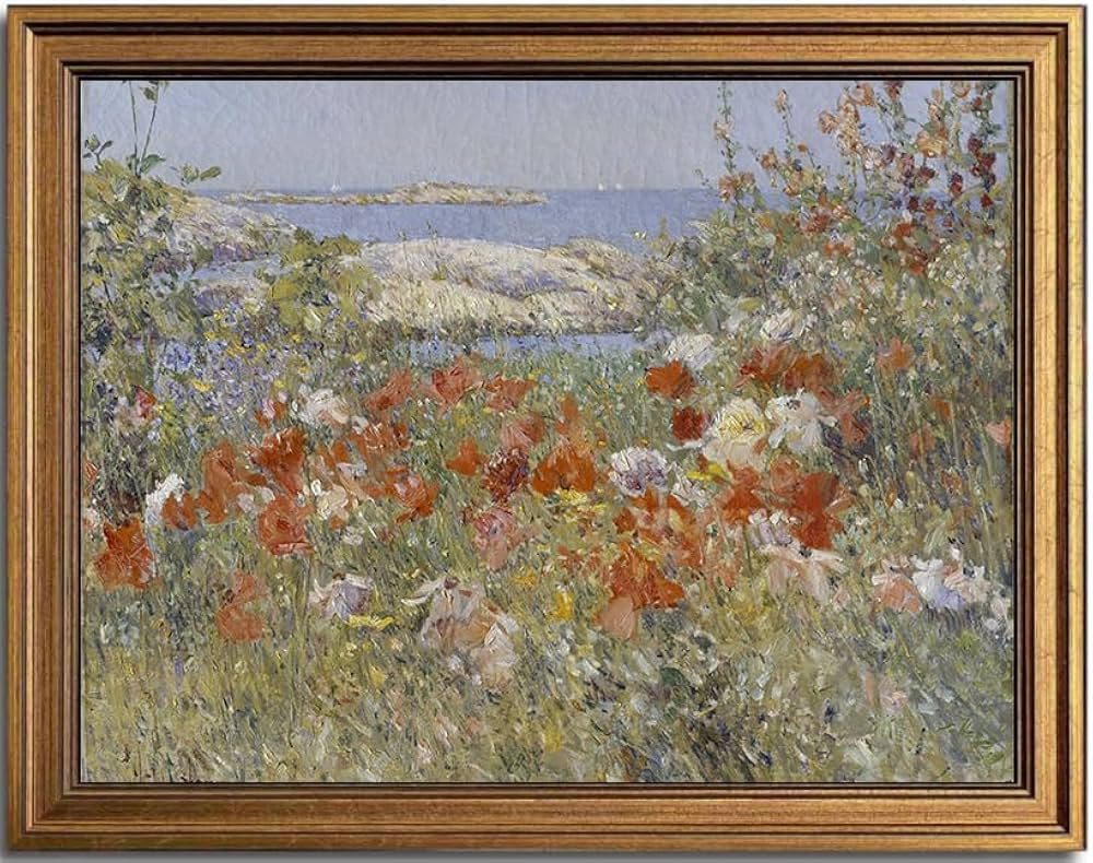 KBKBART Gold Framed Vintage Wall Art Prints, Retro Countryside Wildflowers by the Sea Canvas Pain... | Amazon (CA)