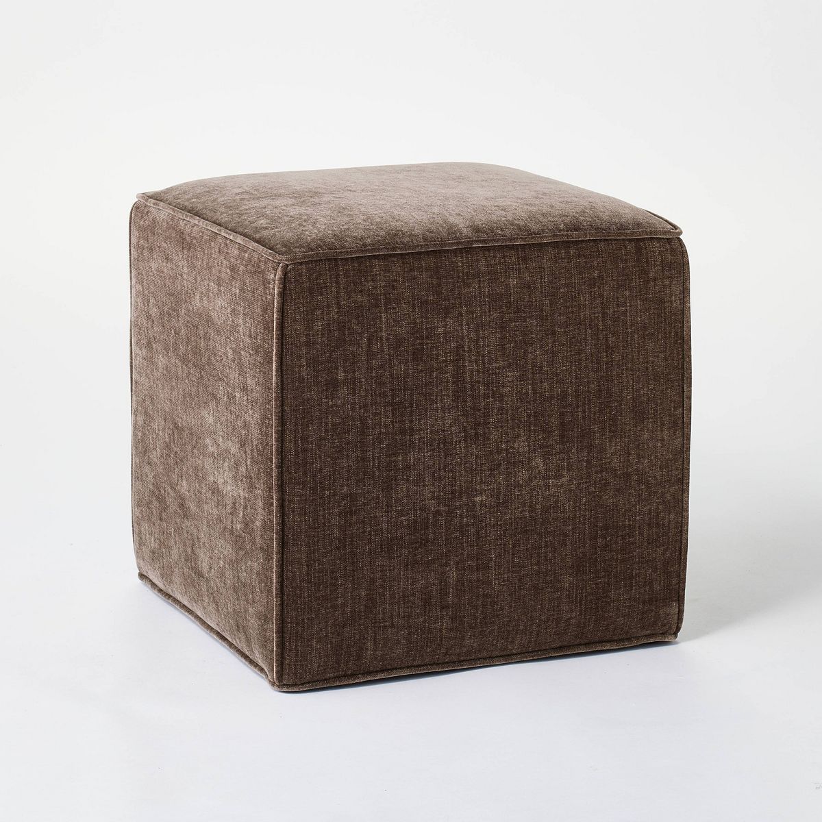 Lynwood Square Upholstered Cube Ottoman Light Brown Windowpane Plaid - Threshold™ designed with... | Target