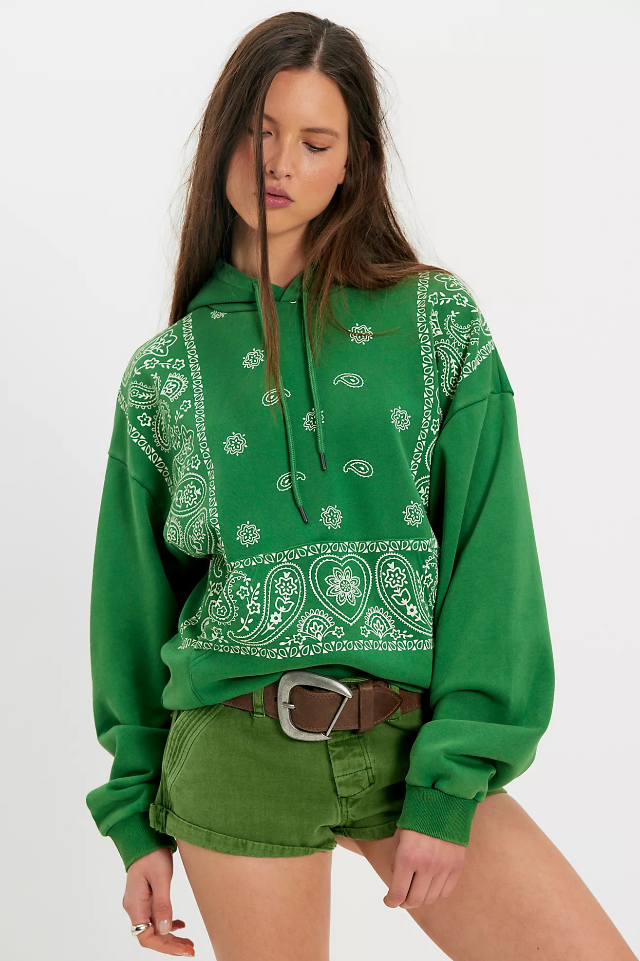 Found Sage Mosaic Border Hoodie | Free People (Global - UK&FR Excluded)