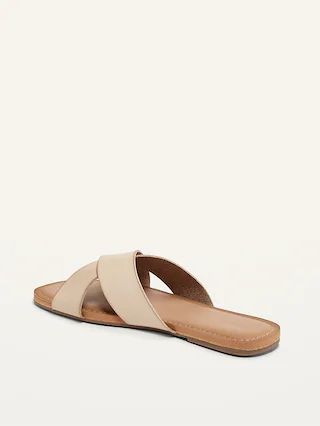 Faux-Leather Cross-Strap Sandals for Women | Old Navy (US)