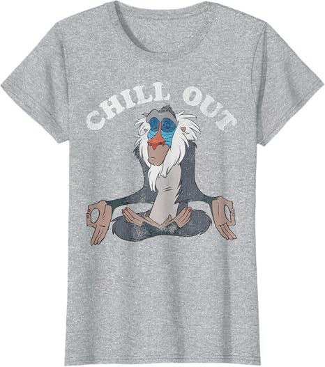 Disney Lion King Rafiki Chill Out Meditation Graphic T-Shirt | Amazon (US)