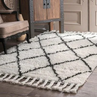 Porch & Den Sutter Hand-knotted Wool Shag Rug - 6' x 9' - Natural | Bed Bath & Beyond