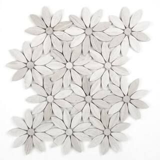 ABOLOS Tuscany Royal Beige Flower 12 in. x 12 in. Marble Decorative Mosaic Wall Tile (10 sq. ft./... | The Home Depot