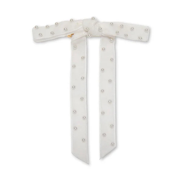 IVORY BARDOT PEARL EMBELLISHED BOW BARRETTE | LELE SADOUGHI