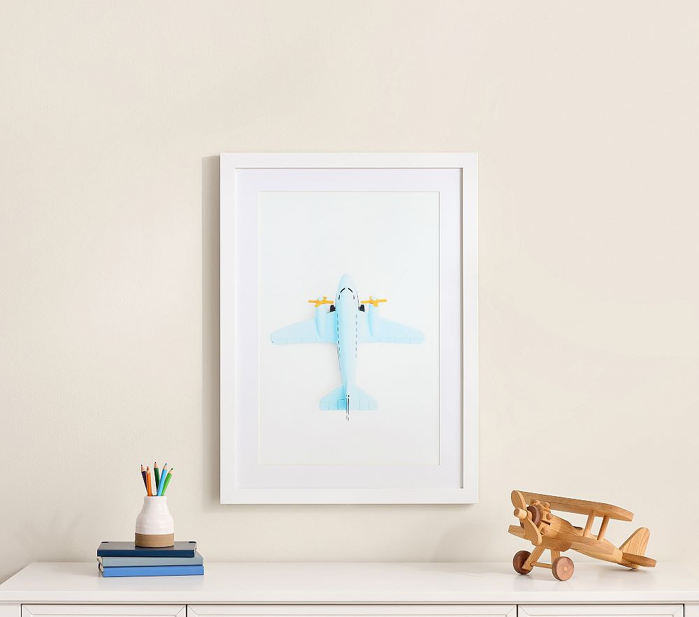 Leslee Mitchell Powder Blue Plane Framed Art | Pottery Barn Kids