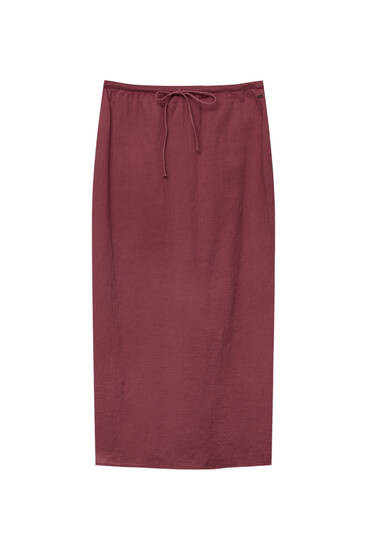 Jupe midi rustique à smock - pull&bear | PULL and BEAR FR