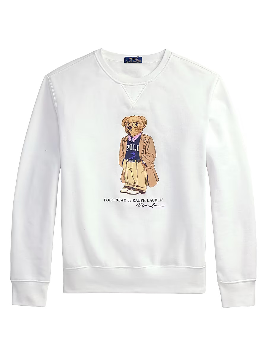 Men's Polo Bear Fleece Sweatshirt - White Heritage Bear - Size Large | Saks Fifth Avenue