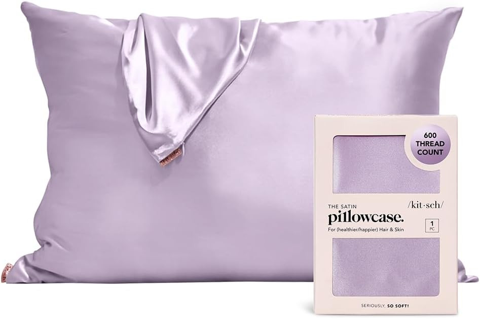Kitsch Satin Pillowcase with Zipper for Hair & Skin, Softer Than Silk Pillow Cases Queen, Smooth ... | Amazon (US)