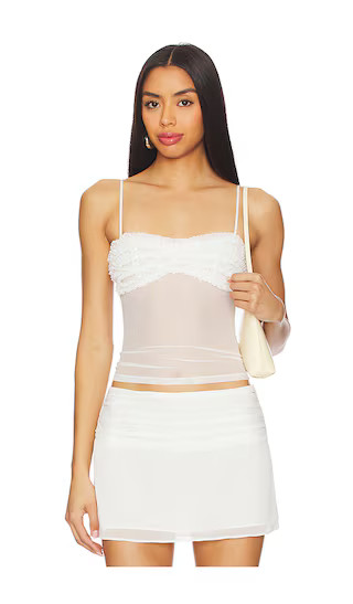 White Cami Top White Sheer Top White Skirt Set White Mini Skirt Outfit White Set Summer 2025 Outfits | Revolve Clothing (Global)