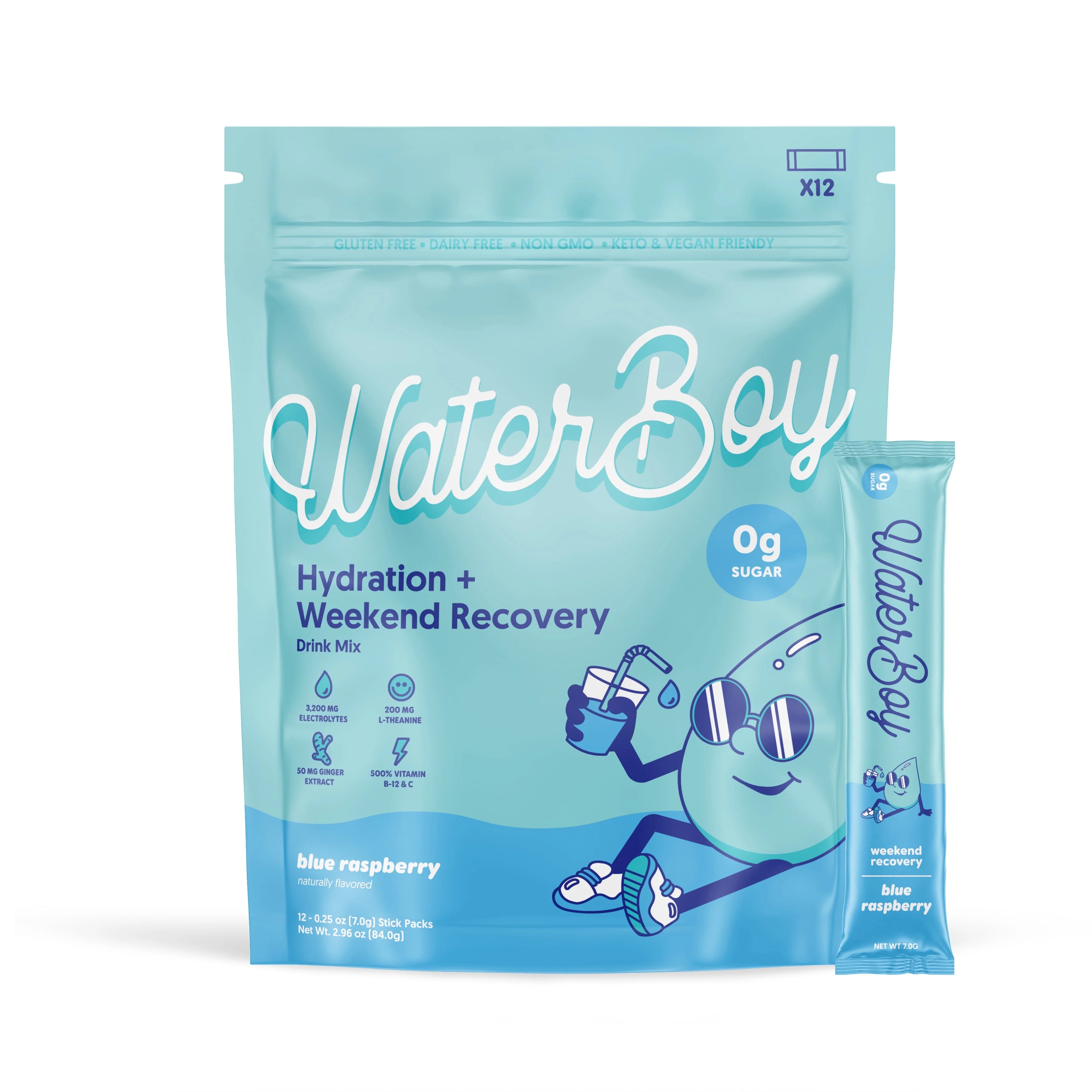 Waterboy Weekend Recovery, Blue Raspberry - 3,187mg Sugar-Free Electrolyte Powder Packets, 12-Pac... | Walmart (US)