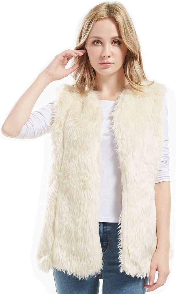 Bellivera Women Faux Fur Vest, Fall and Winter Fashion 2021 Warm Sherpa Fleece Outwear | Amazon (US)