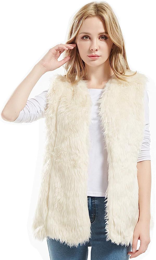 Bellivera Women Faux Fur Vest, Fall and Winter Fashion Warm Sherpa Fleece Outwear | Amazon (US)