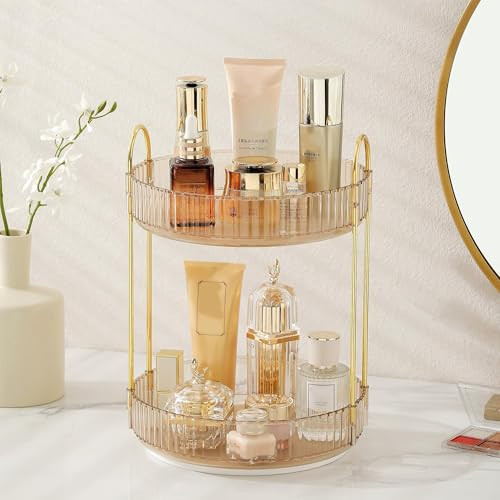 Rotating Makeup Organizer for Vanity 2 Tier,(Gold) | Amazon (US)