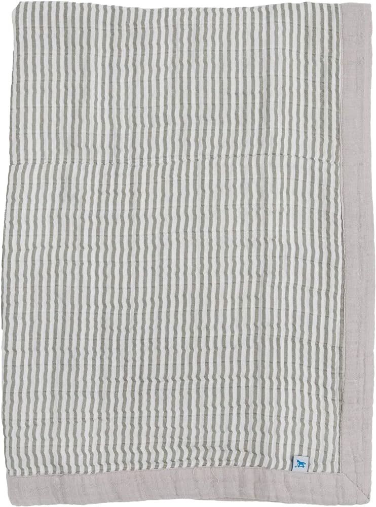 Little Unicorn Grey Stripe Cotton Muslin Quilt Receiving Blanket | 100% Cotton | Super Soft | Bab... | Amazon (US)