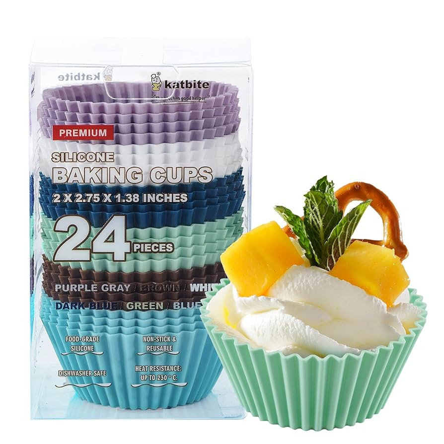 Silicone Cupcake Baking Cups Katbite 24 Pack Silicone Baking Cups Reusable Non-stick Heavy Duty C... | Amazon (US)