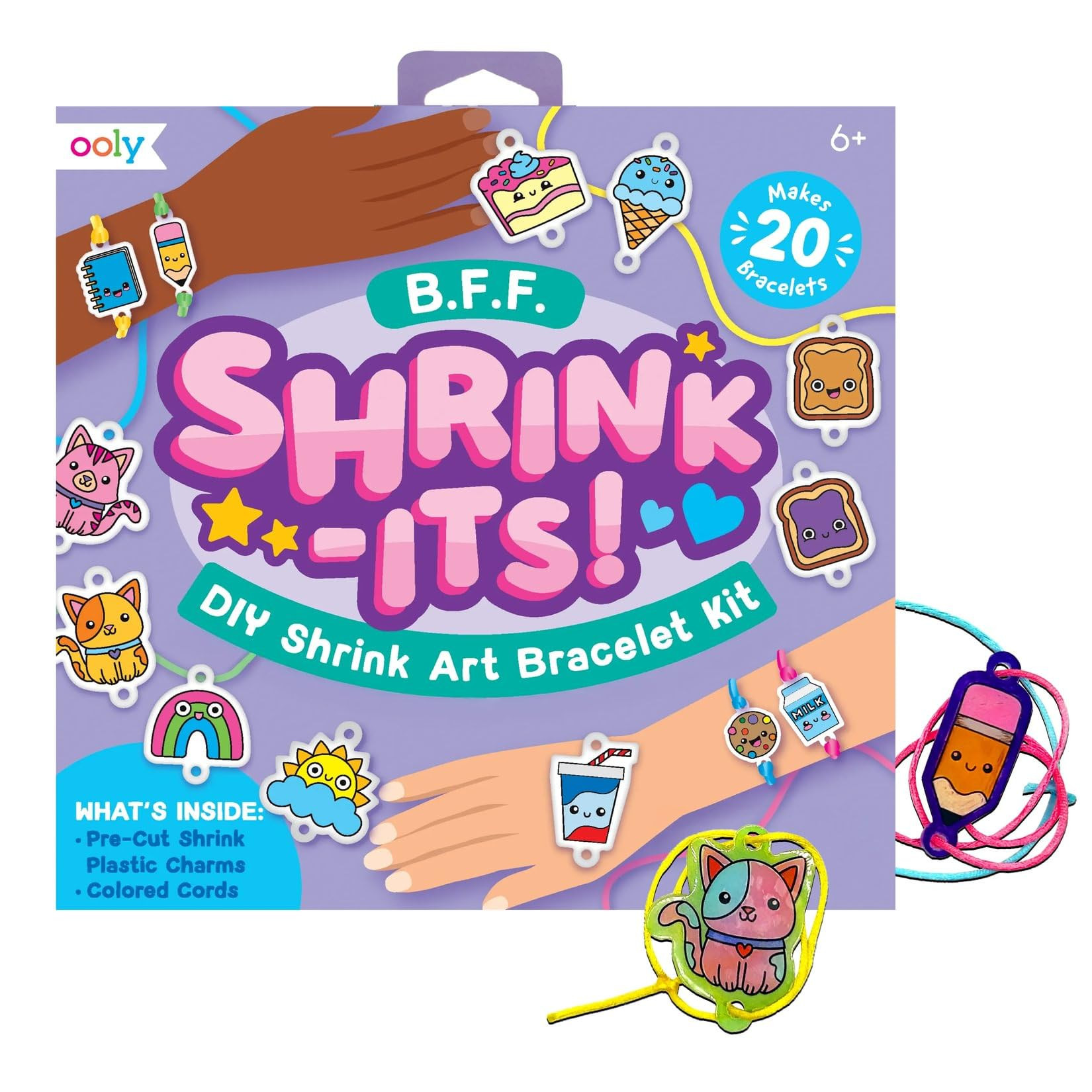 Ooly Shrink-Its 24 PC DIY Shrinking Art Bracelet Kit That Creates BFF Bracelets, Includes 20 Plastic Pre Cut Charms and More No Mess Art for Kids, DIY Gifts for Kids, Party Favor - BFF Bracelets | Amazon (US)