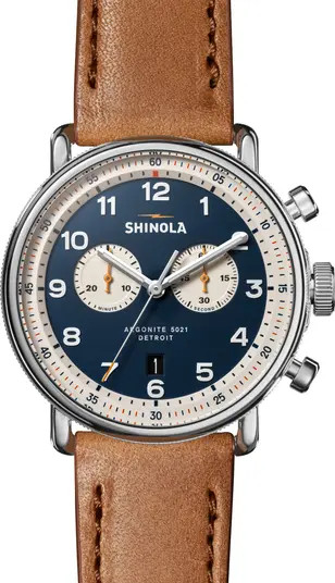Shinola Canfield Model C56 Chronograph Leather Strap Watch, 43mm | Nordstrom | Nordstrom