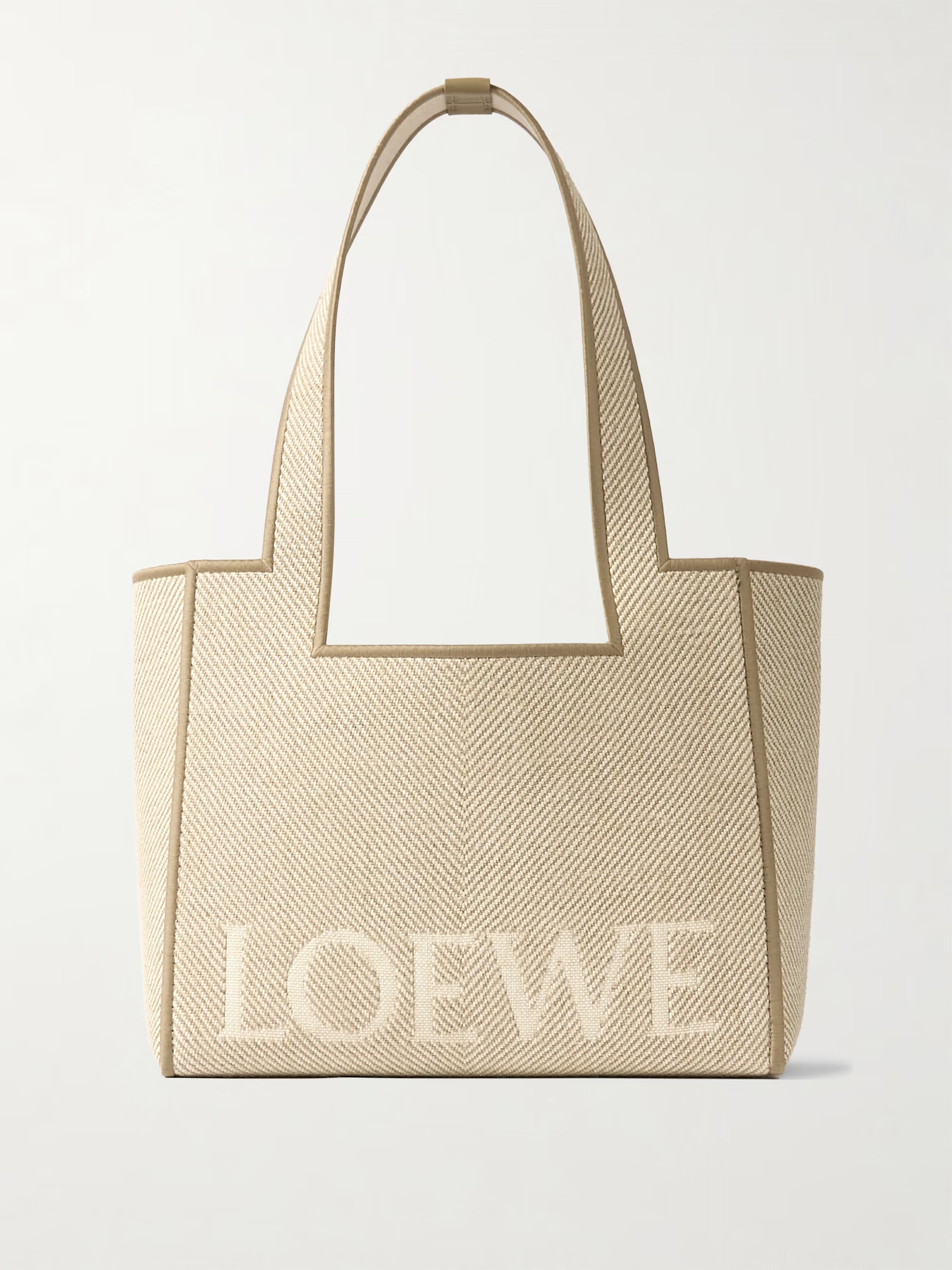 Font medium embroidered leather-trimmed canvas-jacquard tote | NET-A-PORTER (UK & EU)