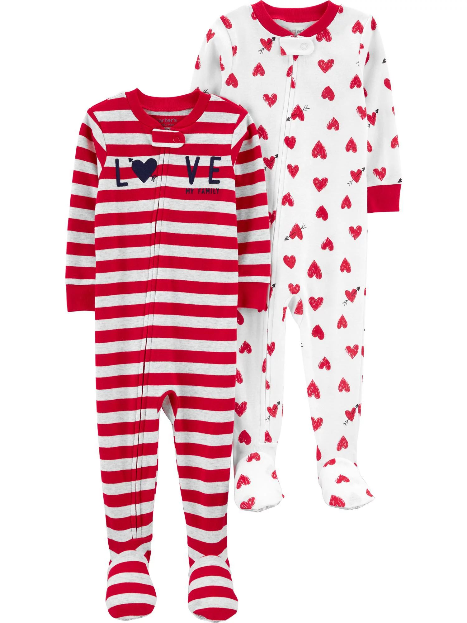 Carter's Child of Mine Baby Unisex Valentine's Day One-Piece Pajama, 2-Pack, Sizes 12-24M - Walma... | Walmart (US)