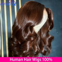 Chocolate Brown Body Wave Human Hair Wigs 13X6 Hd Lace Frontal Wig 100% Human Hair 250 Density Colored Pre Plucked Brazilian Wig | AliExpress (US)