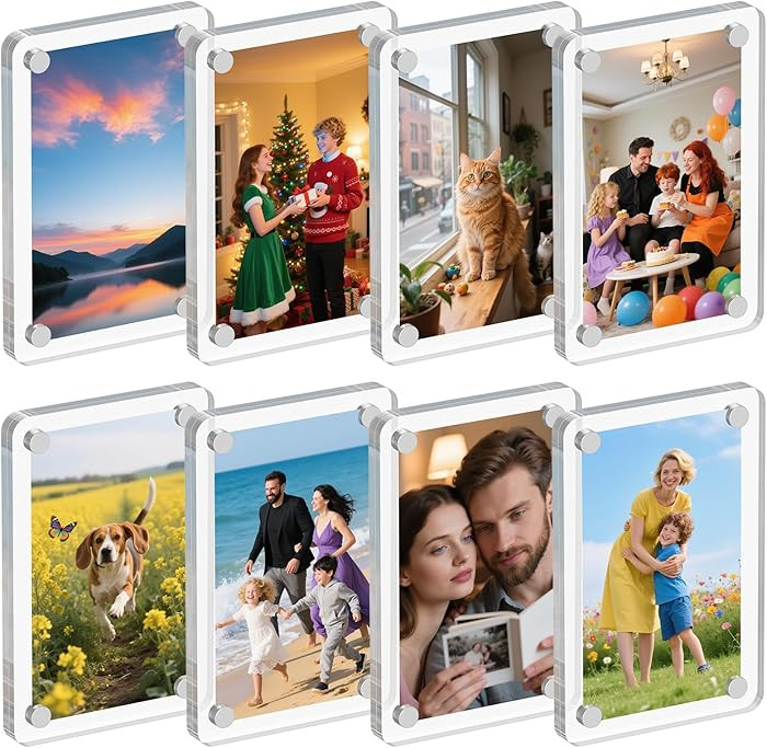 8 Pack Acrylic Magnetic Picture Frame for Fridge, 2.36x3.54 Inch Polaroid Frame for Refrigerator,... | Amazon (US)