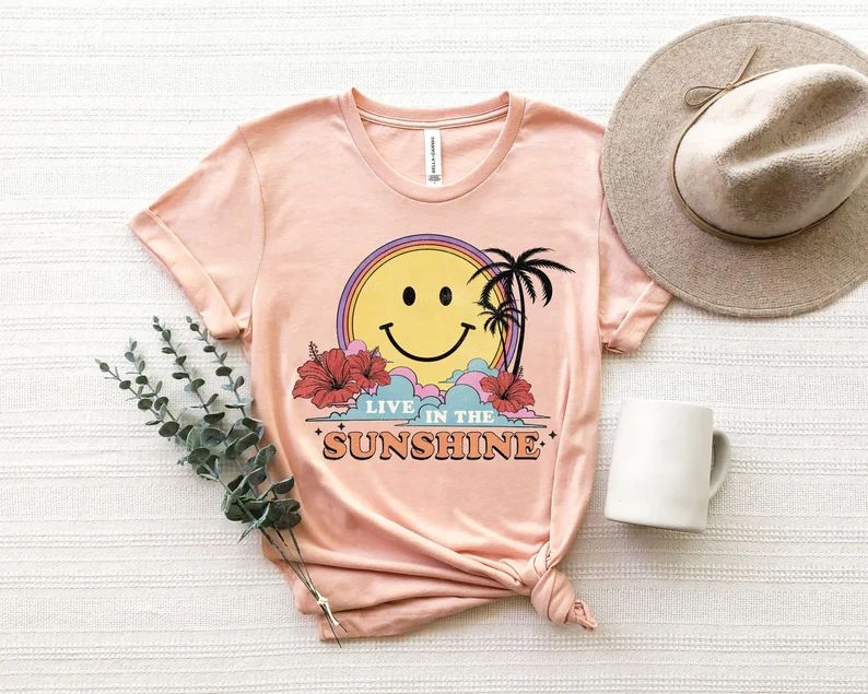Floral Retro Summer Shirt Live in the Sunshine T-shirt Girls | Etsy | Etsy (US)
