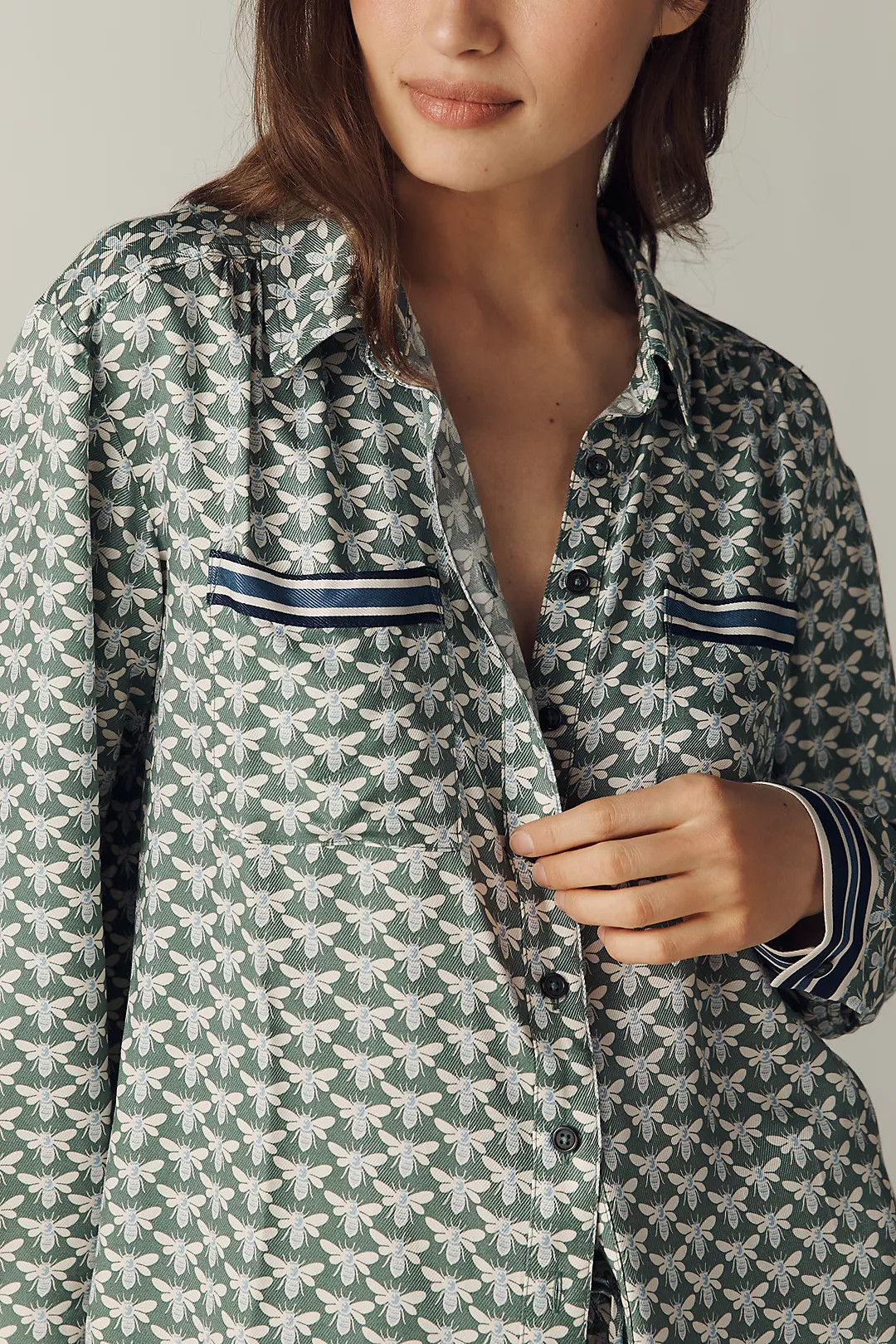 Maeve Silky Shirt Blouse | Anthropologie (US)