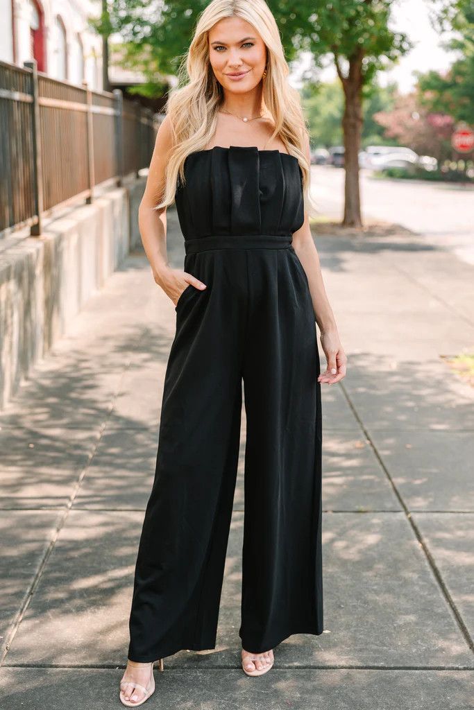 The Latest Edition Black Pleated Jumpsuit | The Mint Julep Boutique