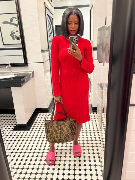 Holiday dressing! Red ribbed sweater dress. Will be a great travel dress  I’m wearing a small. Runs true to size. 

#LTKunder50 #LTKHoliday #LTKtravel