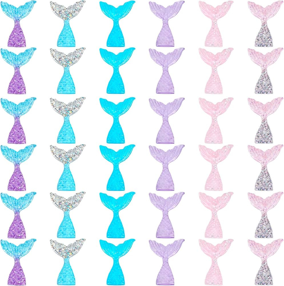 36 Pieces Resin Mermaid Tail Cake Cupcake Toppers Mini Mermaid Tail Figurines Mermaid Tail Cupcak... | Amazon (US)