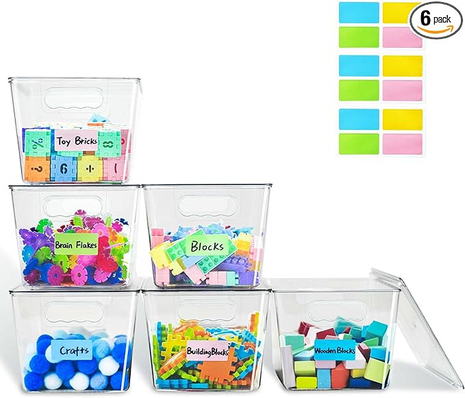 Clear Stackable Storage Bins, Plastic Toy Organizers and Storage with Lids, Toy Bins for Kids Org... | Amazon (US)