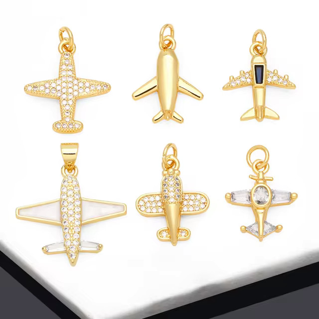 OCESRIO Trendy Crystal Little Airplane Charms for Bracelet Earring Copper Gold Plated CZ DIY Jewe... | AliExpress (US)