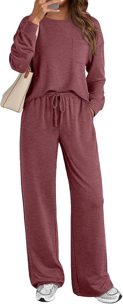 AUTOMET Womens Sweatsuits 2 Piece Lounge Matching Outfits Sweat Sets Tracksuit Travel Sweatshirts... | Amazon (US)