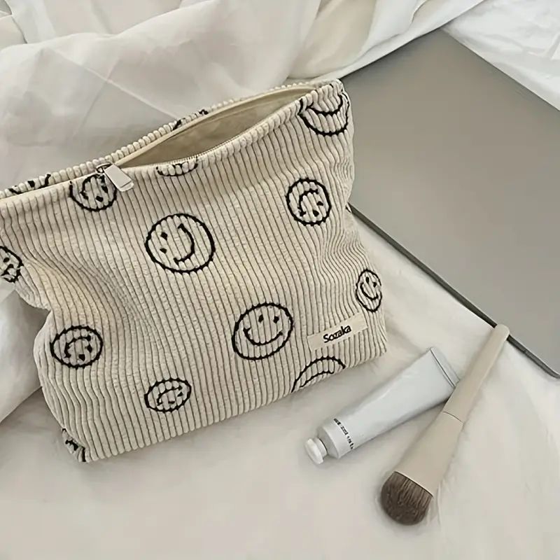 Smile Dots Corduroy Cosmetic Bag Aesthetic Women Handbags - Temu | Temu Affiliate Program
