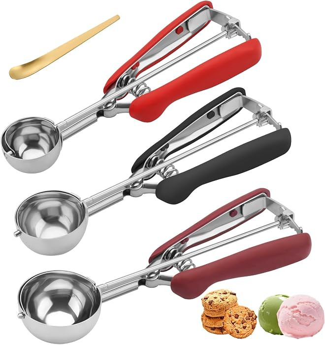 Cookie Scoops for Baking Set of 3, 18/8 Stainless Steel Ice Cream Scoop, 1 Tbsp/2 Tbsp/3 Tbsp Coo... | Amazon (US)
