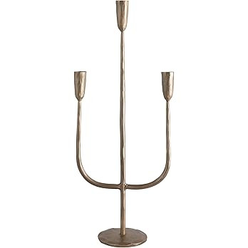 Creative Co-Op Hand-Forged Metal Candelabra, Antique Brass Finish (Holds 3 Taper Candle Holder | Amazon (US)
