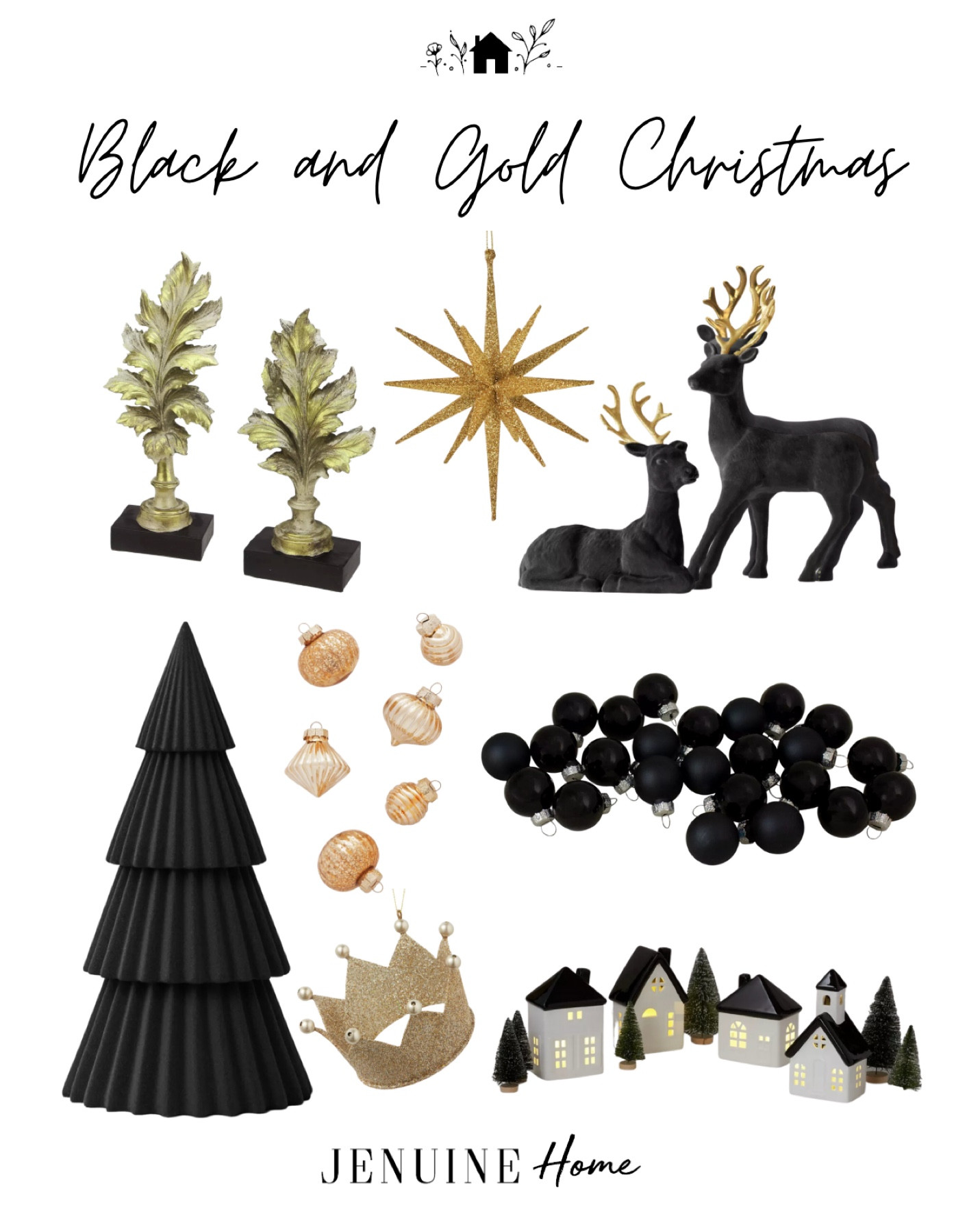 Black and gold Christmas. Velvet reindeer. Black and white Christmas houses. Gold crown ornament. Gold ornaments. Target Christmas.  Velvet Christmas tree. Gold and black decor. Gold glitter star. Black ornament  

#LTKSeasonal #LTKHoliday #LTKhome