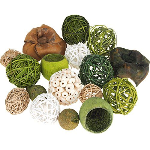 Homeford FBN000000436512A Decorative Wicker Balls Bowl Filler, 4", Assorted Green | Amazon (US)