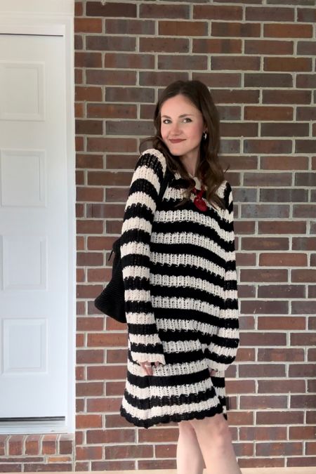 Dress is rented from Nuuly and the brand is 4sienna. I cannot find the exact link but linked similar styles of crochet striped dresses  

#LTKfindsunder100