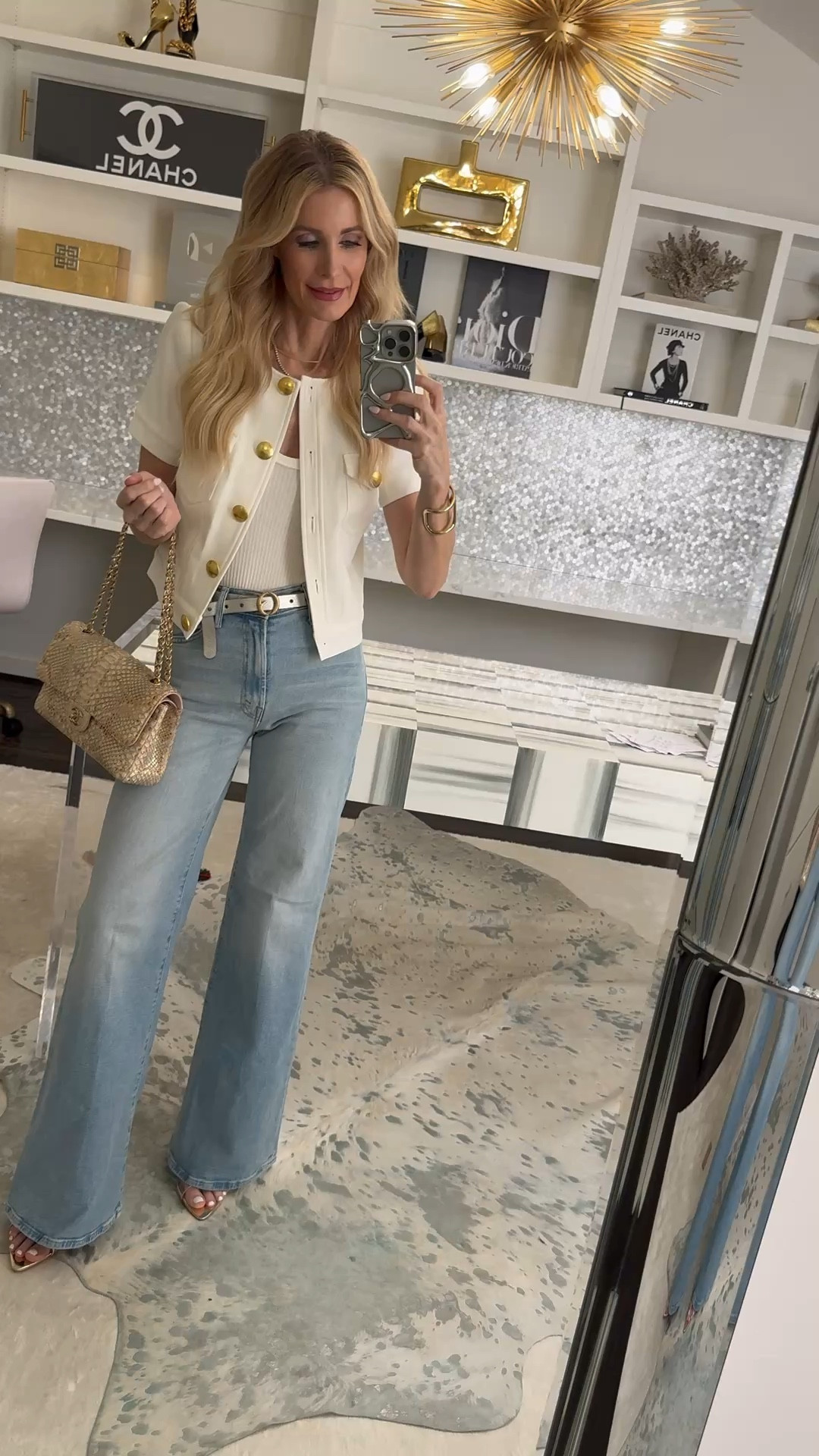 This Balmain-inspired blazer with gold buttons is the chic summer jacket you didn’t know you needed — the cropped fit and short sleeves make it perfect with high-waisted wide leg jeans for a flattering, leg-lengthening look. Shop this luxury-looking blazer and Mother wide leg denim for an effortlessly polished outfit — I’m wearing a size 0 blazer and size 24 jeans. 

 

#LTKdayinmylife #LTKOver40 #LTKootd