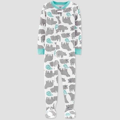 Toddler Boys' Bear Printed Footed Sleepers - Just One You® made by carter's Off White | Target